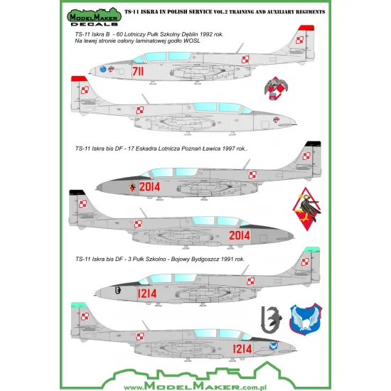 ModelMaker 1/72 D72038 TS-11 Iskra Polish service vol.2 Training Auxiliary Decal ModelMaker 1/72 D72038 TS-11 Iskra Polish service vol.2 Training Auxiliary Decal