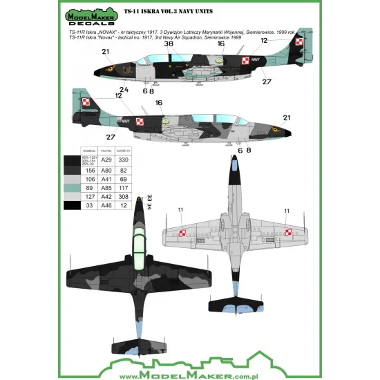 ModelMaker 1/72 D72039 TS-11 Iskra vol.3 NAVY Regiments Aircraft Decal
