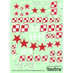 ModelMaker 1/72 D72040 Yak-1/3/7/9 in Polish service vol. 1 Aircraft Decal