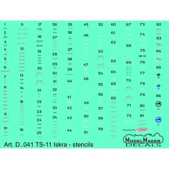 ModelMaker 1/72 D72041 TS-11 Iskra - stencils Aircraft Decal