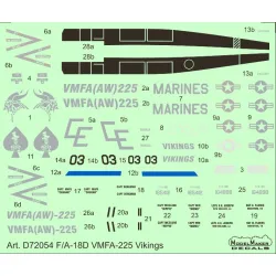 ModelMaker 1/72 D72054 F/A-18D VMFA-225 Vikings Aircraft Decal