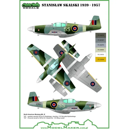 ModelMaker 1/72 D72057A Stanislaw Skalski planes Aircraft Decal