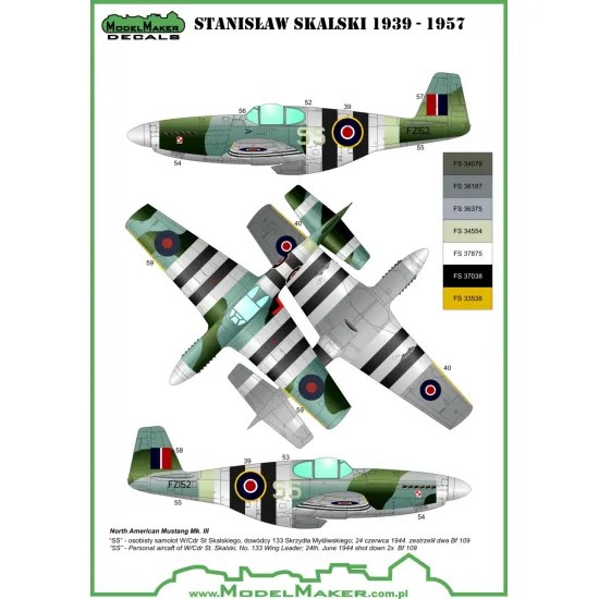 ModelMaker 1/72 D72057A Stanislaw Skalski planes Aircraft Decal