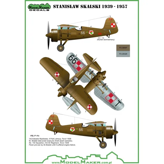 ModelMaker 1/72 D72057A Stanislaw Skalski planes Aircraft Decal