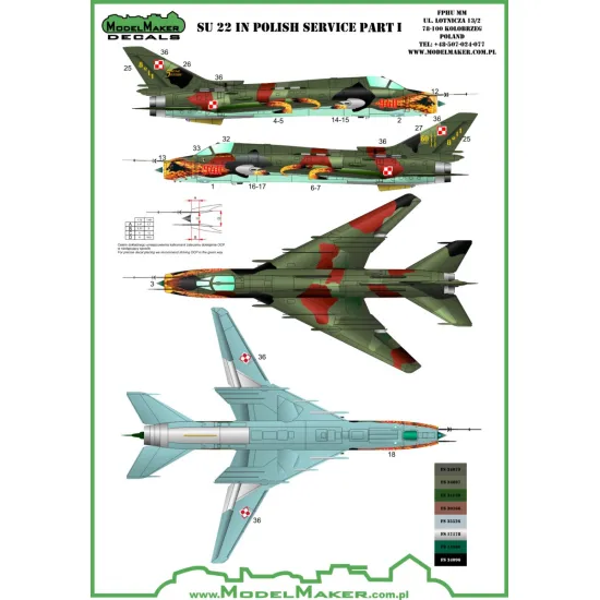 ModelMaker 1/72 D72063 Su-22 in Polish service part. I Aircraft Decal