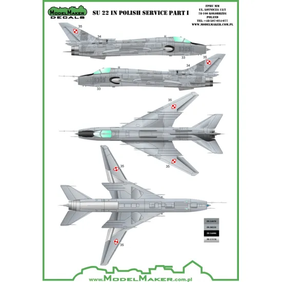 ModelMaker 1/72 D72063 Su-22 in Polish service part. I Aircraft Decal