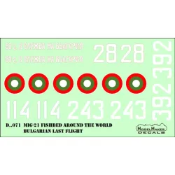 ModelMaker 1/72 D72071 MiG-21 Fishbed Bulgarian last flight Aircraft Decal