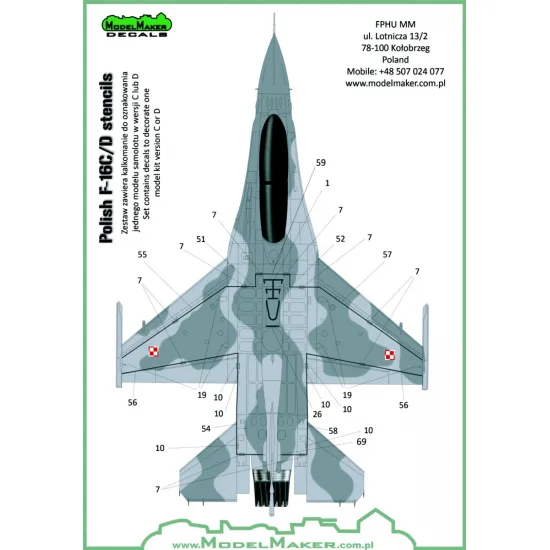 ModelMaker 1/72 D72073 Polish F-16C/D Stencils Aircraft Decal