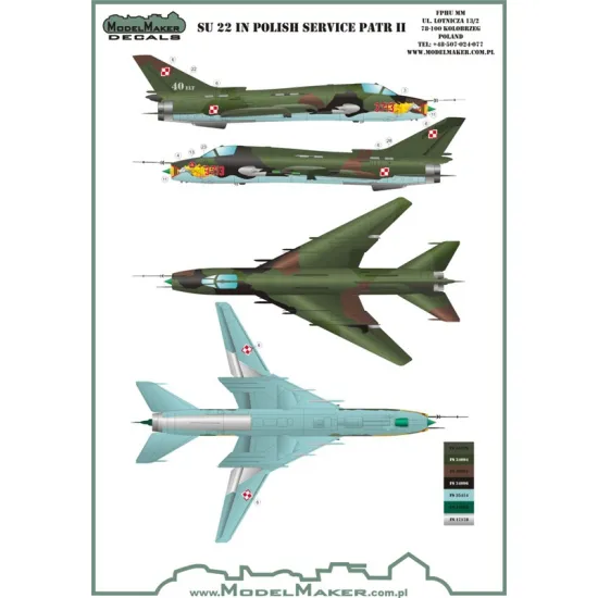 ModelMaker 1/72 D72081 Su-22 in Polish service part II 1/72 Aircraft Decal
