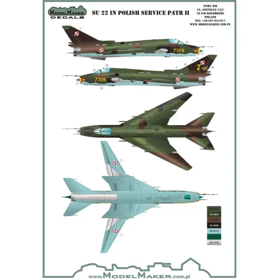 ModelMaker 1/72 D72081 Su-22 in Polish service part II 1/72 Aircraft Decal