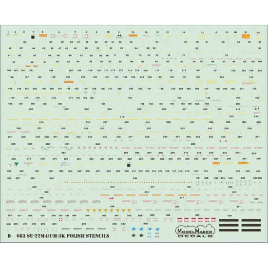 ModelMaker 1/72 D72083 Su-22M4/UM-3k Polish stencils Aircraft Decal