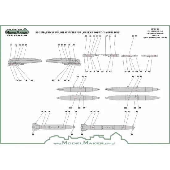 ModelMaker 1/72 D72083 Su-22M4/UM-3k Polish stencils Aircraft Decal