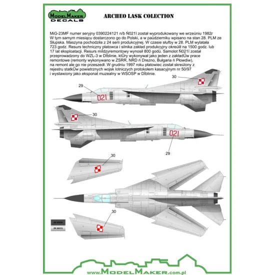 ModelMaker 1/72 D72088 Archeo Lask colection Aircraft Decal