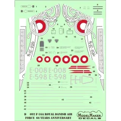 ModelMaker 1/72 D72092 F-16A Royal Danish AF 66 Years anniversary Aircraft Decal