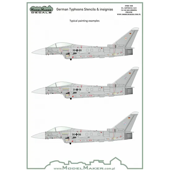 ModelMaker 1/72 D72095 German Typhoons Stencils and insignias Aircraft Decal