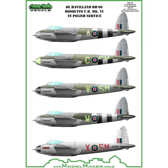 ModelMaker 1/72 D72099 De Havilland DH-98 Mosquito F.B. Mk. VI Polish Decal