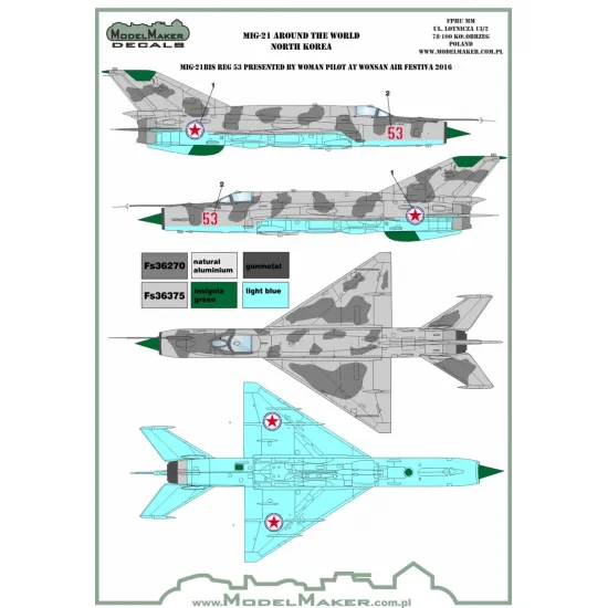 ModelMaker 1/72 D72107 MiG-21 Around The World Aircraft Decal