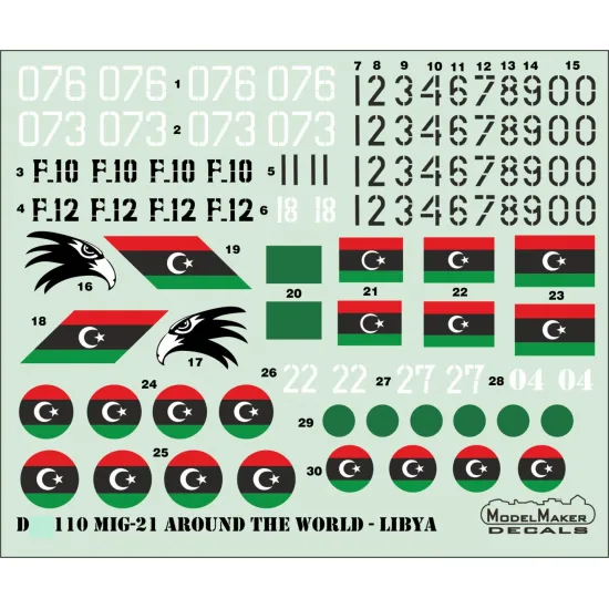ModelMaker 1/72 D72110 MiG-21 Around The World - Libya Aircraft Decal