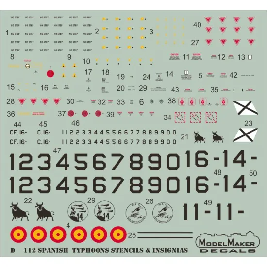 ModelMaker 1/72 D72112 SpanishTyphoons - stencils and insignias Aircraft Decal