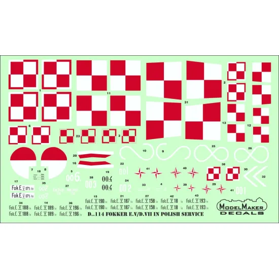 ModelMaker 1/72 D72114 Fokker E.V/D.VII in Polish service Aircraft Decal