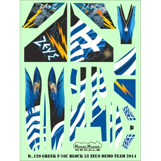 ModelMaker 1/72 D72120 Greek F-16C block 52 ZEUS decal+resin CFT +paraschute