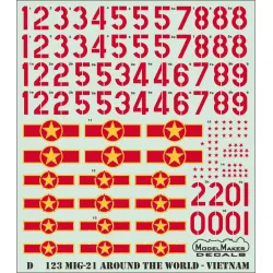ModelMaker 1/72 D72123 MiG-21 Around The World - Vietnam Aircraft Decal
