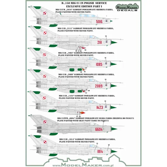 ModelMaker 1/72 D72150 MiG-21 in Polish service Exclusive edition part I Decal