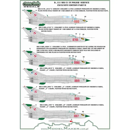 ModelMaker 1/72 D72151 MiG-21 in Polish service exclusive edition part II Decal