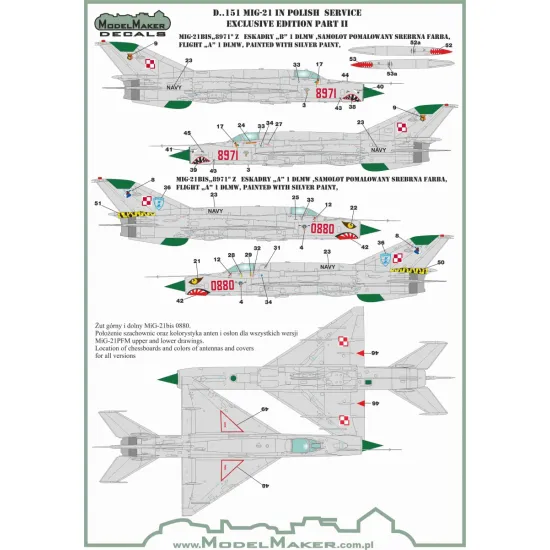 ModelMaker 1/72 D72151 MiG-21 in Polish service exclusive edition part II Decal