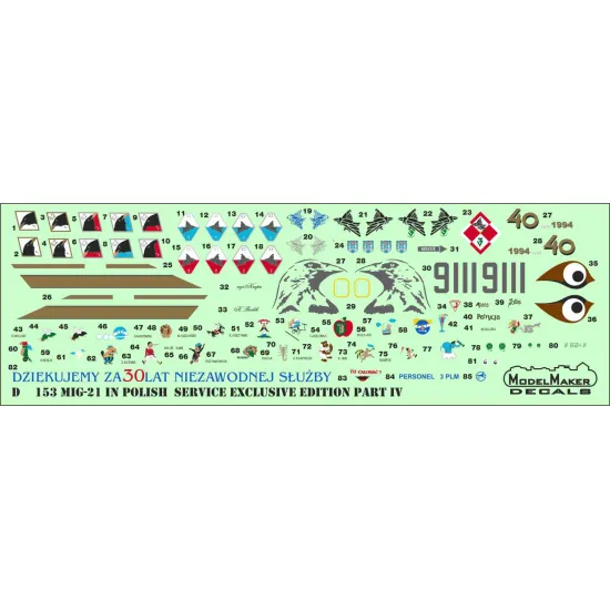 ModelMaker 1/72 D72153 MiG-21 in Polish service exclusive edition part IV Decal