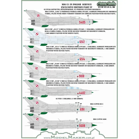 ModelMaker 1/72 D72153 MiG-21 in Polish service exclusive edition part IV Decal
