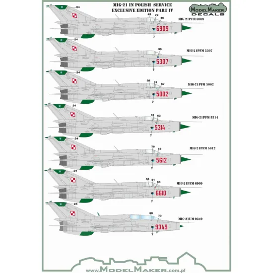 ModelMaker 1/72 D72153 MiG-21 in Polish service exclusive edition part IV Decal