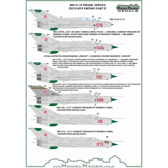 ModelMaker 1/72 D72153 MiG-21 in Polish service exclusive edition part IV Decal