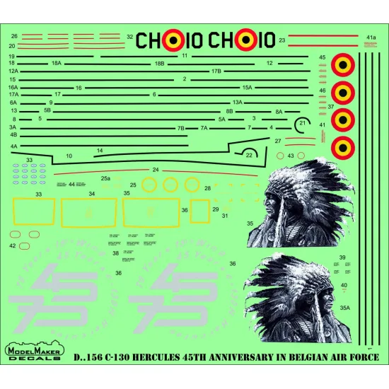 ModelMaker 1/72 D72156 C-130 Hercules 45th Anniversary Belgian Air Force Decal