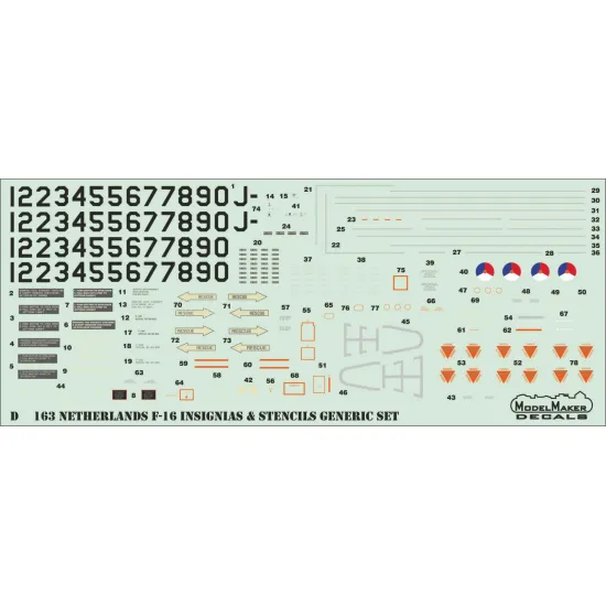 ModelMaker 1/72 D72160 Dutch F-16 Demo 1994 Aircraft Decal