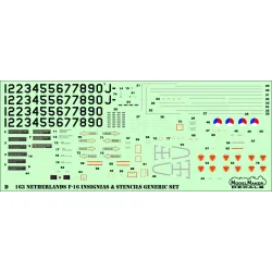 ModelMaker 1/72 D72163 Netherlands F-16 Insignias and stencils Generic set Decal