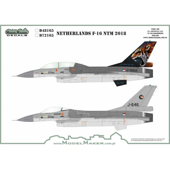 ModelMaker 1/72 D72165 Netherlands F-16 NTM 2018 Aircraft Decal