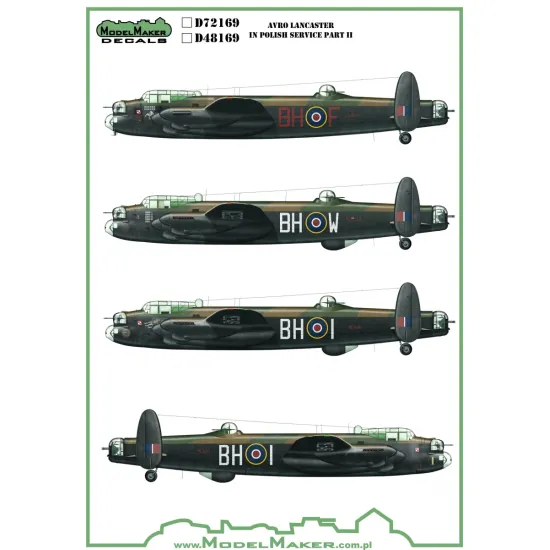 ModelMaker 1/72 D72169 Avro Lancaster in Polish service part II Aircraft Decal