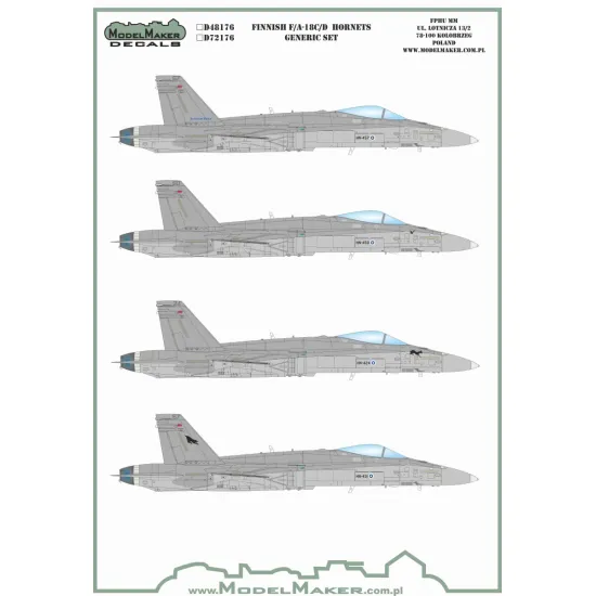 ModelMaker 1/72 D72176 Finnish F/A-18C/D Hornets - generic set Aircraft Decal