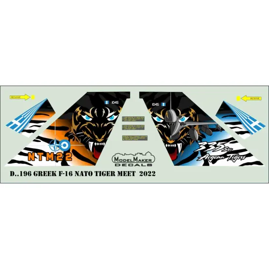 ModelMaker 1/72 D72196 Greek F-16 NATO Tiger Meet 2022 Aircraft Decal