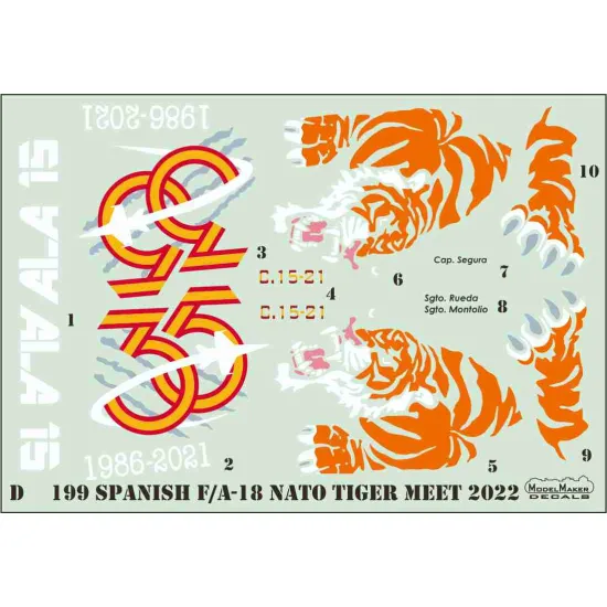 ModelMaker 1/72 D72199 Spanish F/A-18 NATO Tiger Meet 2022 Aircraft Decal