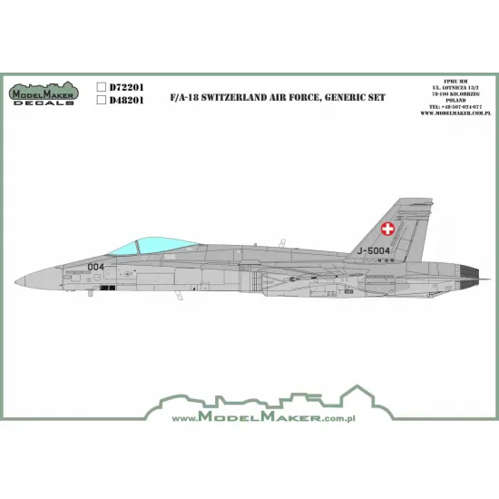 ModelMaker 1/72 D72201 F/A-18C/D Switzerland AF generic set Aircraft Decal