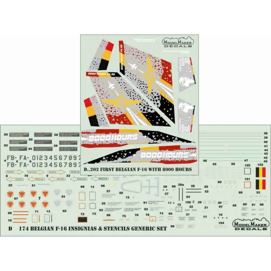 ModelMaker 1/72 D72202 First Belgian F-16 with 8000 hours Aircraft Decal