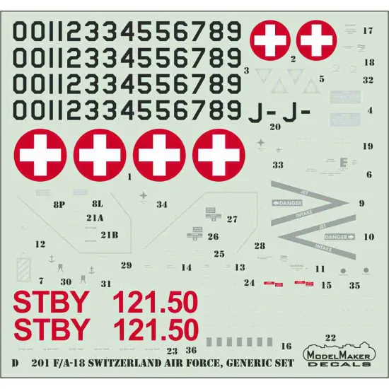 ModelMaker 1/72 D72204 F/A-18C Switzerland Air Force, NATO Tiger Meet 2023 Decal