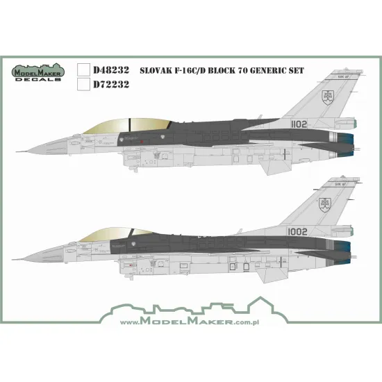 ModelMaker 1/72 D72232 Slovak F-16C/D generic set Aircraft Decal