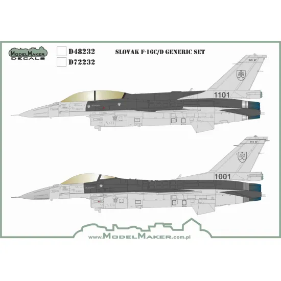 ModelMaker 1/72 D72232 Slovak F-16C/D generic set Aircraft Decal
