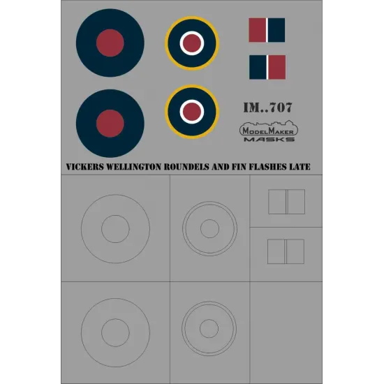 ModelMaker 1/72 IM48707 Vickers Wellington Roundels and Fin Flashes LATE Mask
