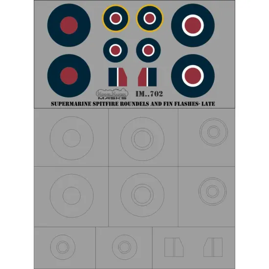 ModelMaker 1/72 IM72702 Supermarine Spitfire roundels and fin flashes LATE Mask