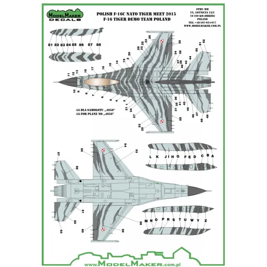 ModelMaker 1/72 MD72061 Polish F-16C NATO Tiger Meet 2015 Tiger Demo Team Mask
