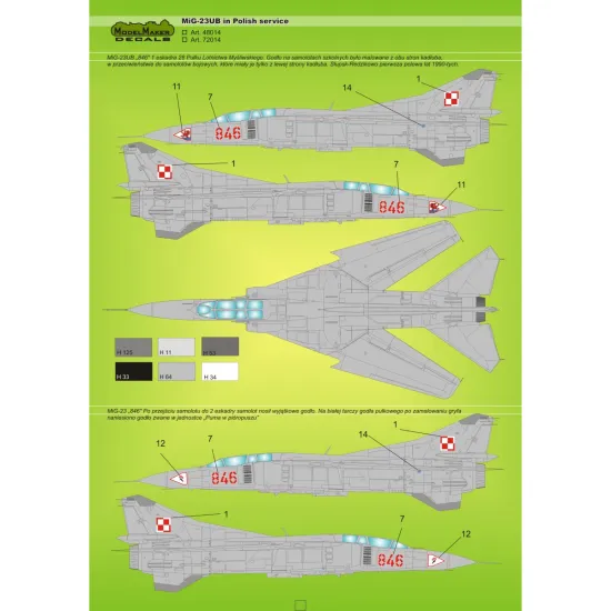 ModelMaker 1/72 MiG-23UB in Polish service Aircraft Decal